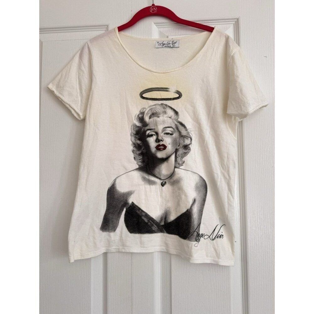 Ange Noir Marilyn Monroe Graphic T Shirt Mens Small Cream Made In England